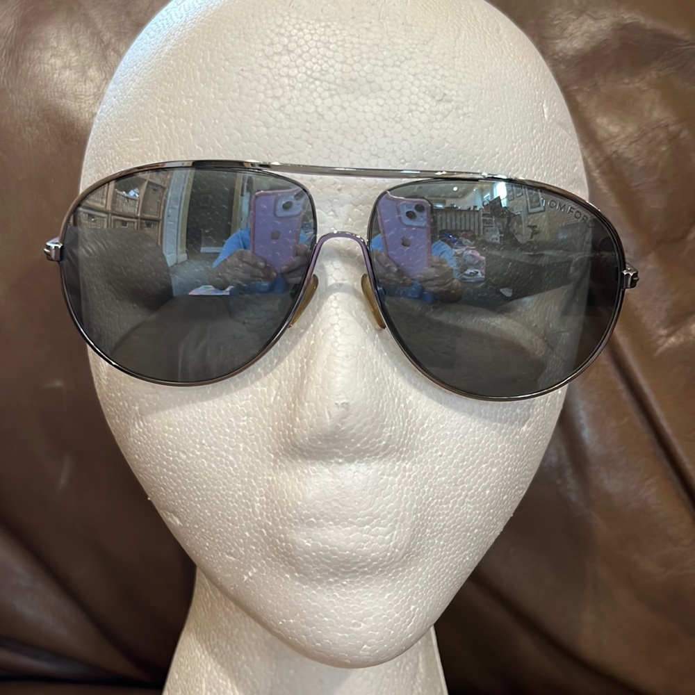 Tom Ford silver aviator sunglasses , mirror lenses , lightweight